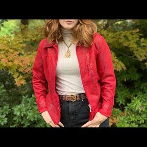 Red snakeskin metallic blazer
